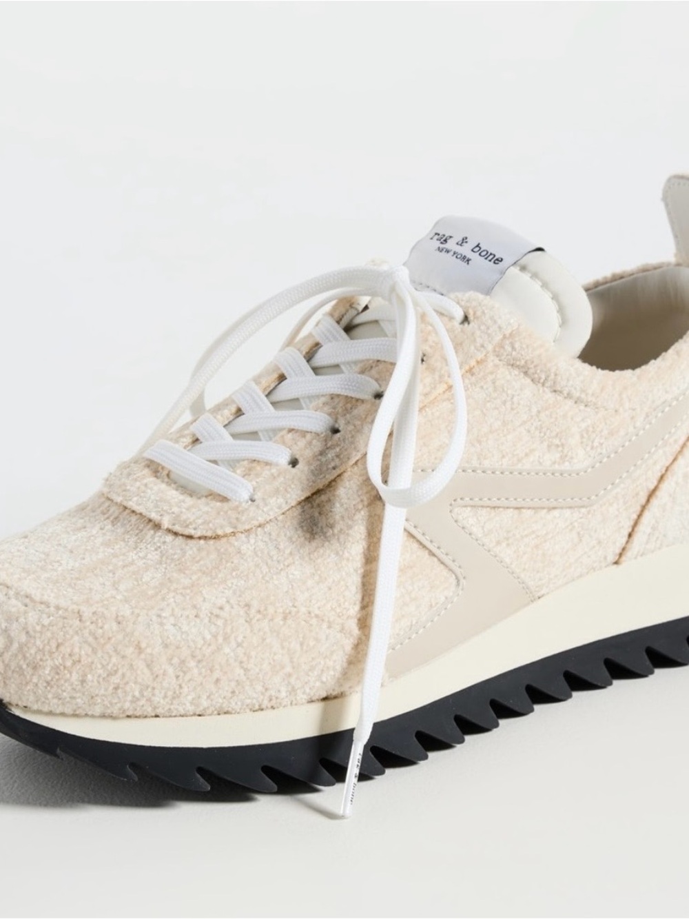 rag & bone Cream Bouclé Runner Sneaker